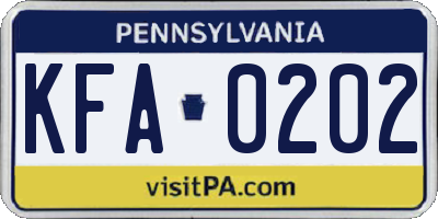 PA license plate KFA0202