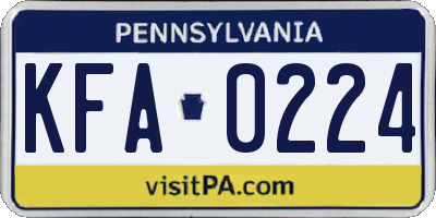 PA license plate KFA0224