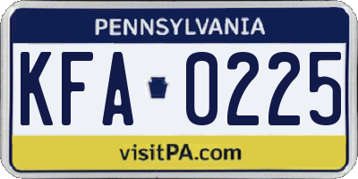 PA license plate KFA0225