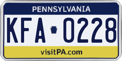 PA license plate KFA0228