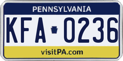 PA license plate KFA0236
