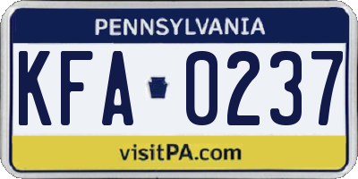 PA license plate KFA0237