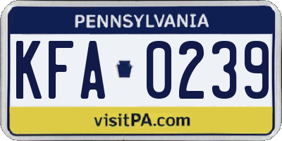 PA license plate KFA0239