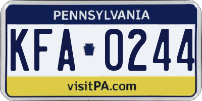 PA license plate KFA0244