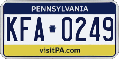 PA license plate KFA0249