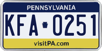 PA license plate KFA0251