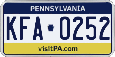 PA license plate KFA0252