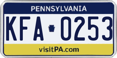 PA license plate KFA0253