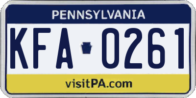 PA license plate KFA0261