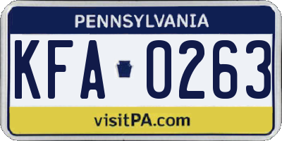 PA license plate KFA0263