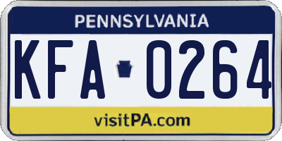 PA license plate KFA0264