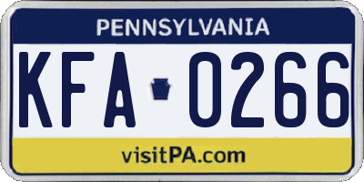 PA license plate KFA0266