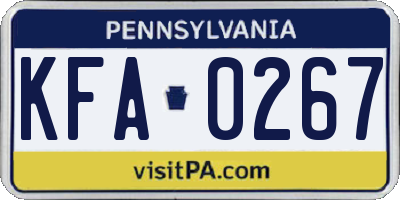 PA license plate KFA0267