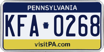 PA license plate KFA0268