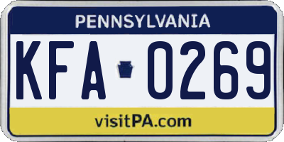 PA license plate KFA0269