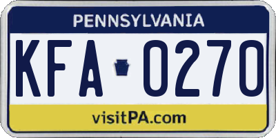 PA license plate KFA0270