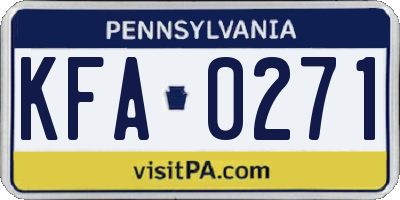 PA license plate KFA0271