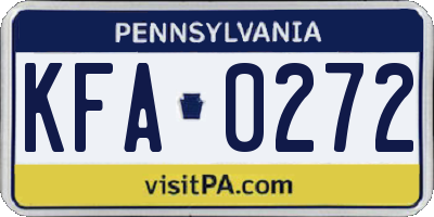 PA license plate KFA0272