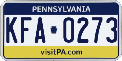 PA license plate KFA0273