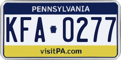 PA license plate KFA0277