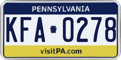 PA license plate KFA0278
