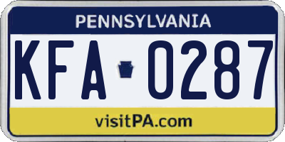 PA license plate KFA0287