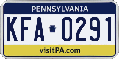PA license plate KFA0291