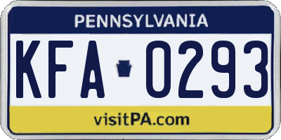 PA license plate KFA0293