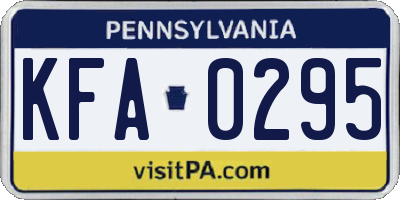 PA license plate KFA0295