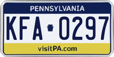 PA license plate KFA0297