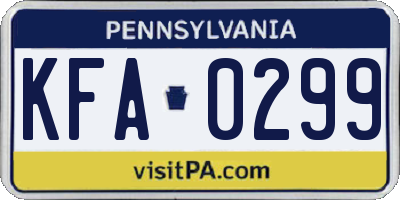 PA license plate KFA0299