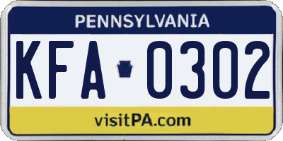 PA license plate KFA0302