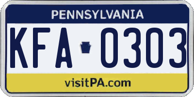 PA license plate KFA0303