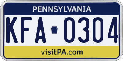 PA license plate KFA0304