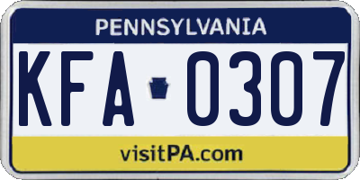 PA license plate KFA0307