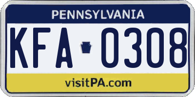 PA license plate KFA0308