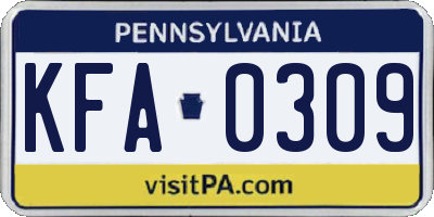 PA license plate KFA0309