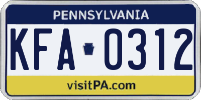 PA license plate KFA0312