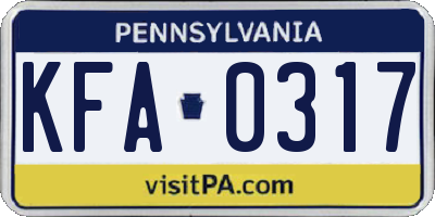 PA license plate KFA0317