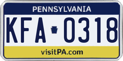 PA license plate KFA0318