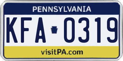 PA license plate KFA0319