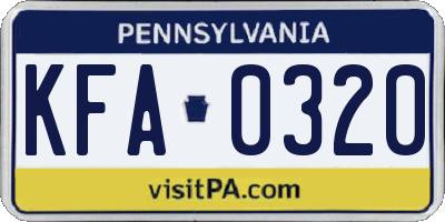 PA license plate KFA0320