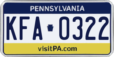 PA license plate KFA0322