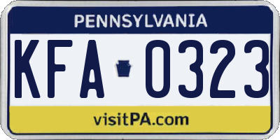 PA license plate KFA0323