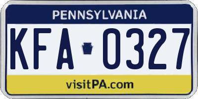 PA license plate KFA0327