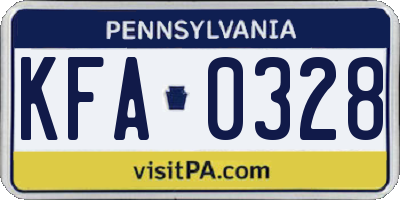 PA license plate KFA0328