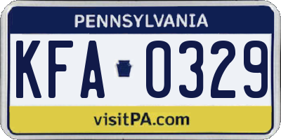 PA license plate KFA0329