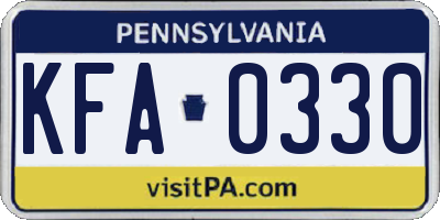 PA license plate KFA0330