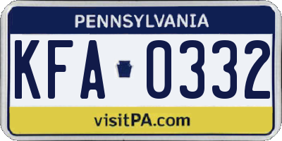 PA license plate KFA0332