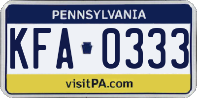 PA license plate KFA0333